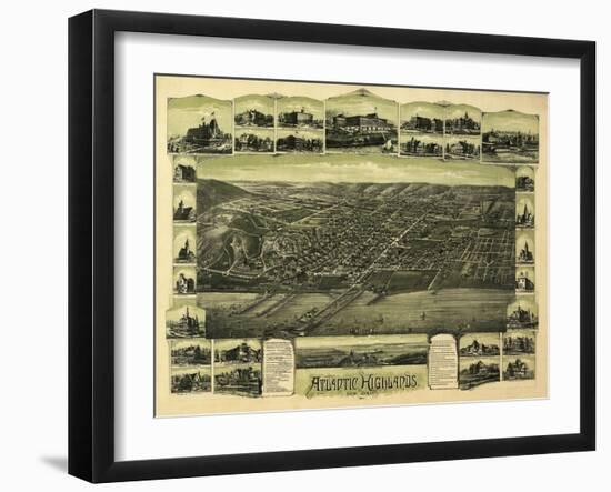 Atlantic Highlands, New Jersey - Panoramic Map-Lantern Press-Framed Art Print