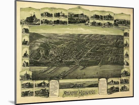 Atlantic Highlands, New Jersey - Panoramic Map-Lantern Press-Mounted Art Print