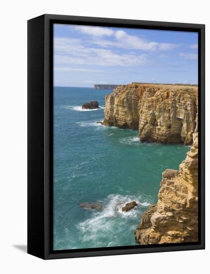 Atlantic Ocean and Cliffs on the Cape St. Vincent Peninsula, Sagres, Algarve, Portugal, Europe-Neale Clarke-Framed Stretched Canvas