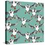 Atlantic Puffins Mint-Sharon Turner-Stretched Canvas