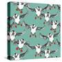 Atlantic Puffins Mint-Sharon Turner-Stretched Canvas