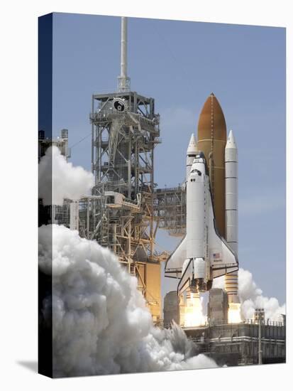 Atlantis' Twin Solid Rocket Boosters Ignite-Stocktrek Images-Stretched Canvas