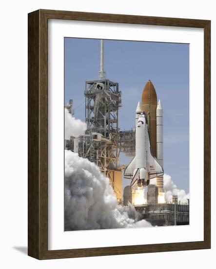 Atlantis' Twin Solid Rocket Boosters Ignite-Stocktrek Images-Framed Photographic Print