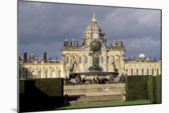 Atlas Fountain with Facade of Castle Howard in the Background-John Thomas-Mounted Giclee Print