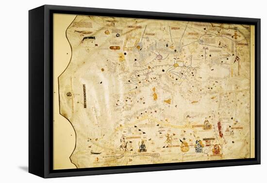 Atlas of Charles V, Map of Mecia De Viladestes, a Portulan of Europe and North Africa, 1413-null-Framed Stretched Canvas