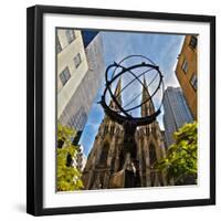 Atlas Sculpture and St. Patrick's Cathedral, Manhattan, New York-Sabine Jacobs-Framed Photographic Print