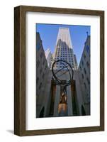 Atlas Statue holding the world at Rockefeller Center, New York City, New York-null-Framed Photographic Print