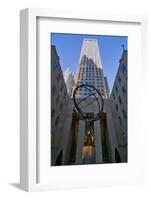 Atlas Statue holding the world at Rockefeller Center, New York City, New York-null-Framed Photographic Print