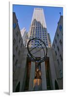 Atlas Statue holding the world at Rockefeller Center, New York City, New York-null-Framed Photographic Print