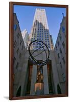 Atlas Statue holding the world at Rockefeller Center, New York City, New York-null-Framed Photographic Print