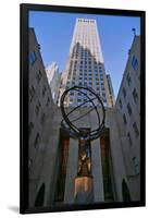 Atlas Statue holding the world at Rockefeller Center, New York City, New York-null-Framed Photographic Print