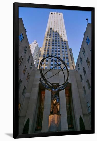 Atlas Statue holding the world at Rockefeller Center, New York City, New York-null-Framed Photographic Print