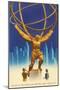 Atlas Statue, Rockefeller Center, New York City-null-Mounted Art Print