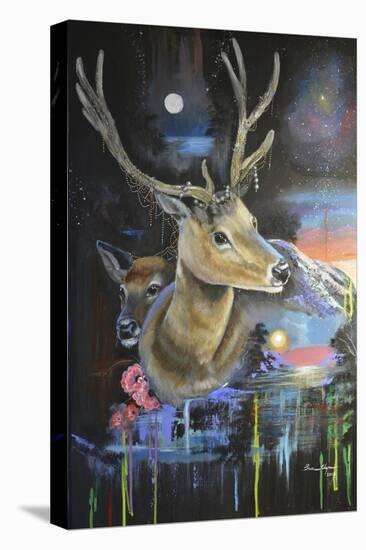 Atmosperic Deers-Sue Clyne-Stretched Canvas