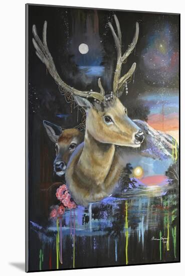 Atmosperic Deers-Sue Clyne-Mounted Giclee Print