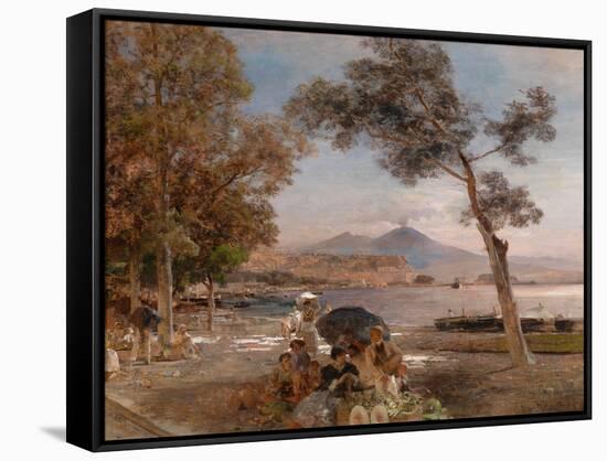 Atmosphere De Soiree Sur La Baie De Naples, Italie  (Evening Mood at the Bay of Naples) Peinture D-Oswald Achenbach-Framed Stretched Canvas
