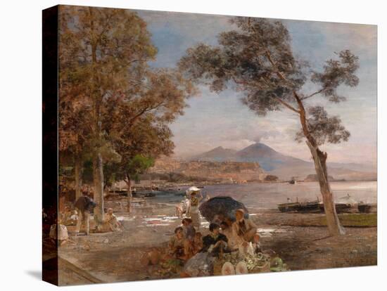 Atmosphere De Soiree Sur La Baie De Naples, Italie  (Evening Mood at the Bay of Naples) Peinture D-Oswald Achenbach-Stretched Canvas