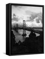 Atmospheric View of the San Francisco Oakland Bay Bridge Viewed from the Oakland Side at Dusk-null-Framed Stretched Canvas