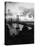 Atmospheric View of the San Francisco Oakland Bay Bridge Viewed from the Oakland Side at Dusk-null-Stretched Canvas