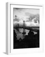 Atmospheric View of the San Francisco Oakland Bay Bridge Viewed from the Oakland Side at Dusk-null-Framed Photographic Print