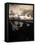 Atmospheric View of the San Francisco Oakland Bay Bridge Viewed from the Oakland Side at Dusk-null-Framed Stretched Canvas