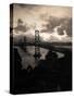 Atmospheric View of the San Francisco Oakland Bay Bridge Viewed from the Oakland Side at Dusk-null-Stretched Canvas