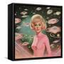 Atomic Age Space Babe Collage Art-Samantha Hearn-Framed Stretched Canvas