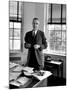 Atomic Scientist J. Robert Oppenheimer Standing in His Office after the Gray Report Was Published-Alfred Eisenstaedt-Mounted Premium Photographic Print