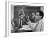 Atomic Scientists Discussing Subatomic Particles-Nat Farbman-Framed Premium Photographic Print