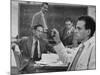 Atomic Scientists Discussing Subatomic Particles-Nat Farbman-Mounted Premium Photographic Print