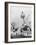 Atomium Towering over Belgian Folklore Exhibit at Brussels World's Fair-Michael Rougier-Framed Photographic Print