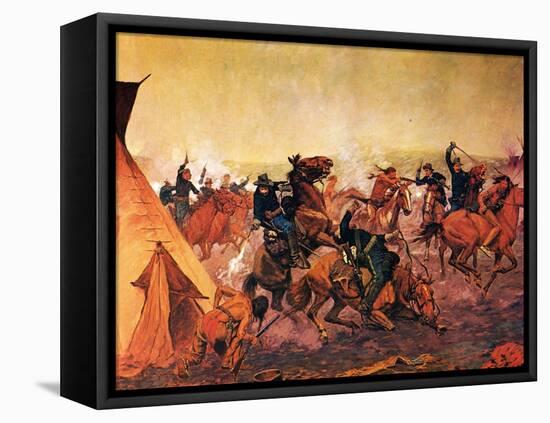 Attack at Dawn-Charles Shreyvogel-Framed Stretched Canvas