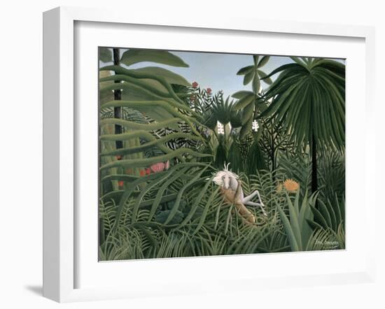 Attack of Jaguar, c.1910-Henri Rousseau-Framed Giclee Print