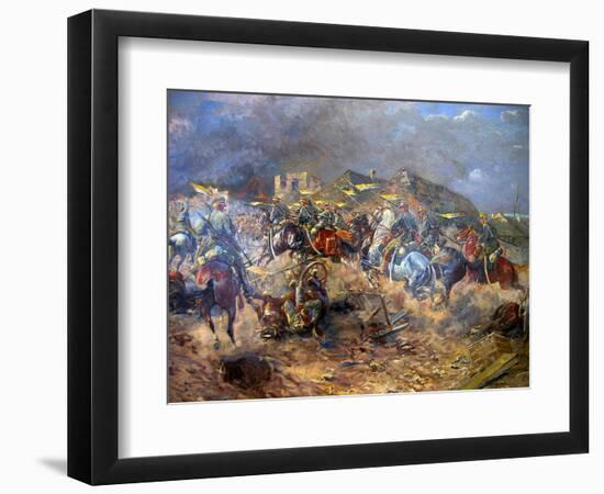 Attack of Polish Uhlans on Bolsheviks Near Sloutsk, 1919, 1920-Leonard Winterowski-Framed Giclee Print