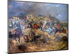 Attack of Polish Uhlans on Bolsheviks Near Sloutsk, 1919, 1920-Leonard Winterowski-Mounted Giclee Print