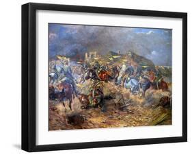 Attack of Polish Uhlans on Bolsheviks Near Sloutsk, 1919, 1920-Leonard Winterowski-Framed Giclee Print