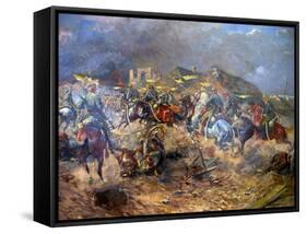 Attack of Polish Uhlans on Bolsheviks Near Sloutsk, 1919, 1920-Leonard Winterowski-Framed Stretched Canvas