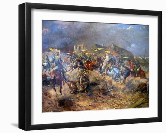 Attack of Polish Uhlans on Bolsheviks Near Sloutsk 1919, 1920-Leonard Winterowski-Framed Giclee Print