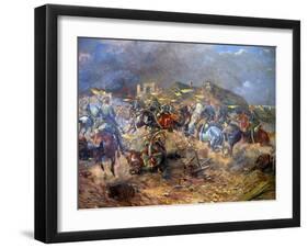 Attack of Polish Uhlans on Bolsheviks Near Sloutsk 1919, 1920-Leonard Winterowski-Framed Giclee Print