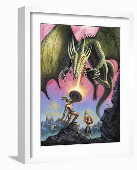 Attack of the Fire Drake-Ben Otero-Framed Giclee Print