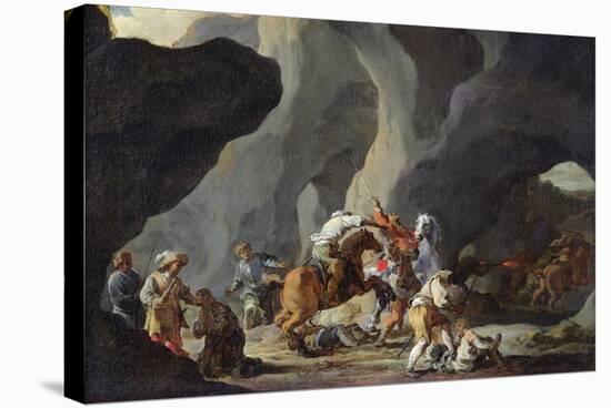Attack of the Travellers, C.1634-37 (Oil on Canvas)-Sebastien Bourdon-Stretched Canvas