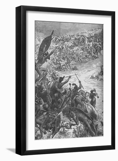 'Attack of the Zulus on the Escort of the Eightieth Regiment at the Intombe River', 1879, (c1880)-Unknown-Framed Giclee Print