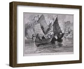 Attack on the Chinese Junks in 1841-null-Framed Giclee Print