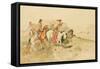 Attack on the Muleteers, C.1895 (Pencil & W/C on Paper)-Charles Marion Russell-Framed Stretched Canvas