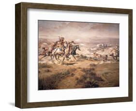 Attack on the Wagon Train, 1904-Charles Marion Russell-Framed Giclee Print