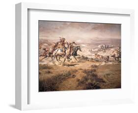 Attack on the Wagon Train, 1904-Charles Marion Russell-Framed Giclee Print