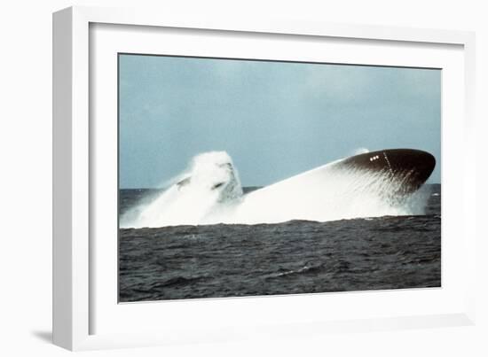 Attack Submarine Birmingham Conducting an Emergency Surfacing, Nov. 19, 1978-null-Framed Photo