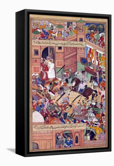 Attempt on the Life of Akbar the Great at Delhi, 1564-Science Source-Framed Stretched Canvas