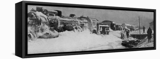Attempts to Dig out the Simplon Orient Express Snowbound 80 Km from Constantinople-null-Framed Stretched Canvas