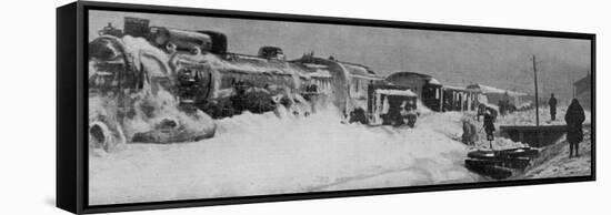 Attempts to Dig out the Simplon Orient Express Snowbound 80 Km from Constantinople-null-Framed Stretched Canvas